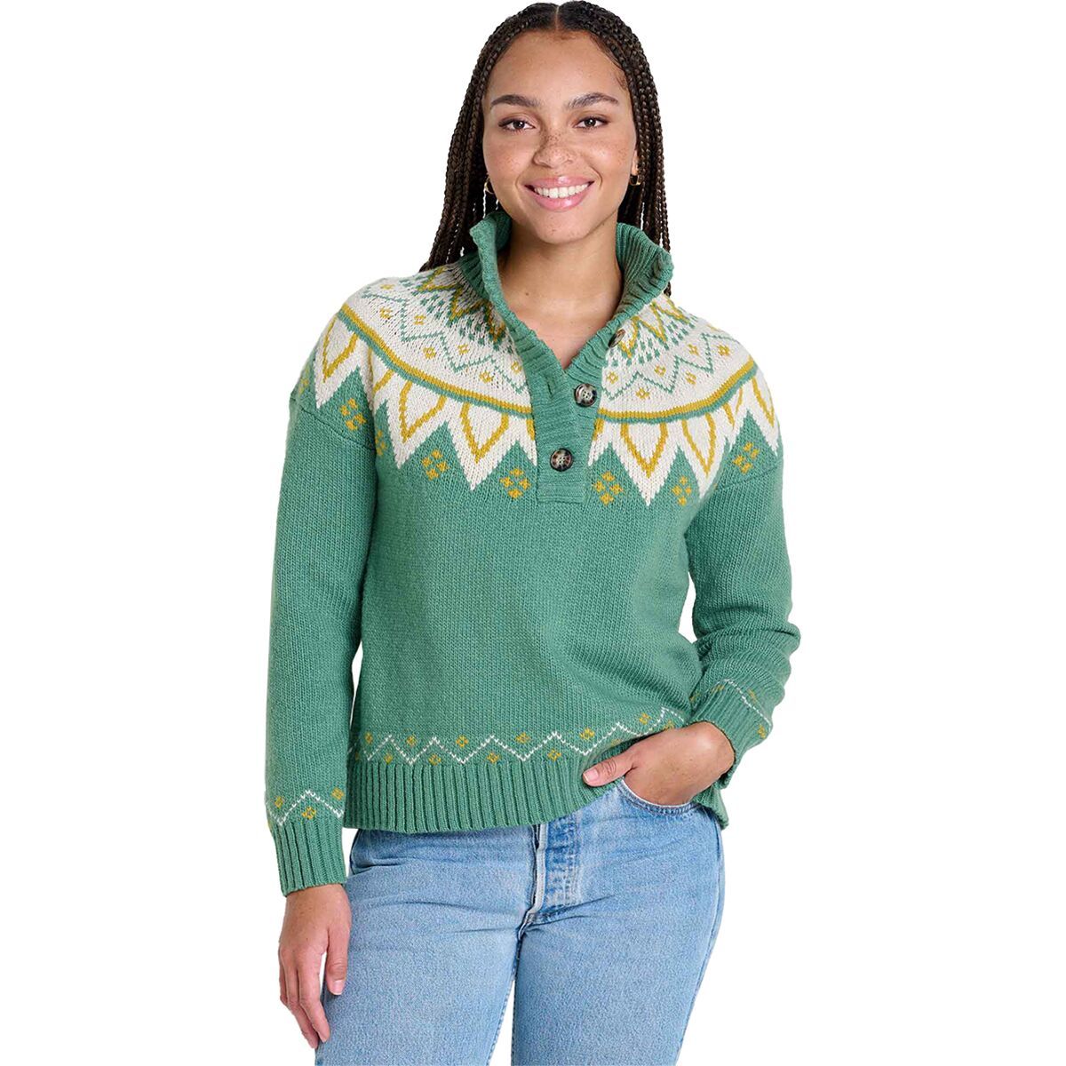

Свитер Moss point хенли Toad&Co, цвет ivy fair isle