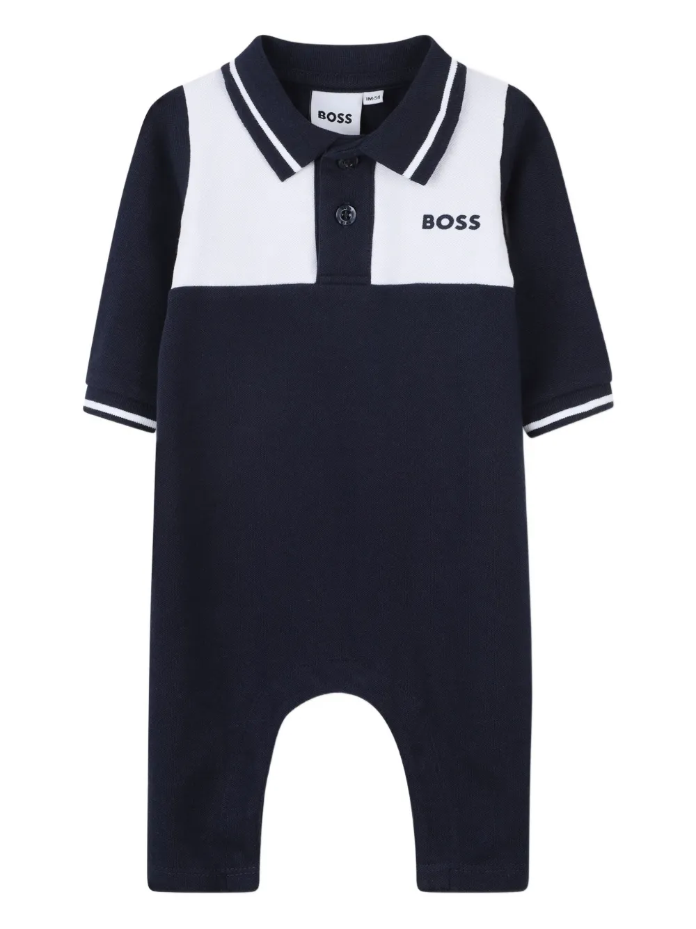 

Ромпер с короткими рукавами и контрастной вставкой BOSS Kidswear, синий