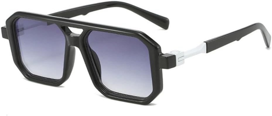 

Солнцезащитные очки с двойной перемычкой для женщин, модные градиентные очки с защитой от УФ-излучения UV400, ретро-многоугольные солнцезащитные очки для мужчин generic, Black Gray Gradient