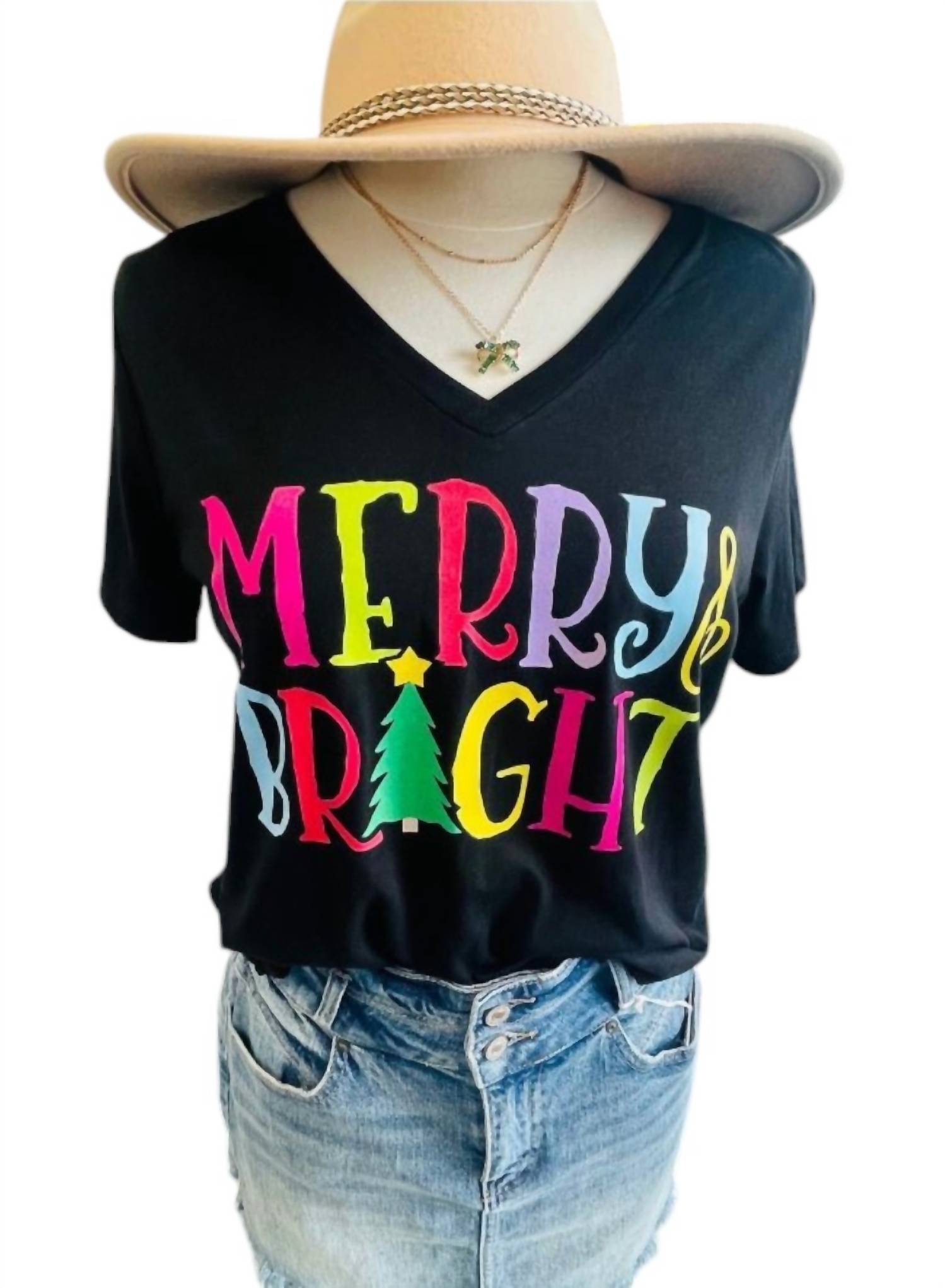 

Футболка Merry & Bright черного цвета Mama Glitter