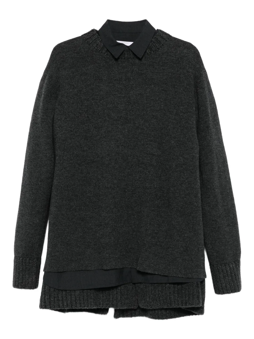 

Слоистое мини-платье с классическим воротником Sacai, серый