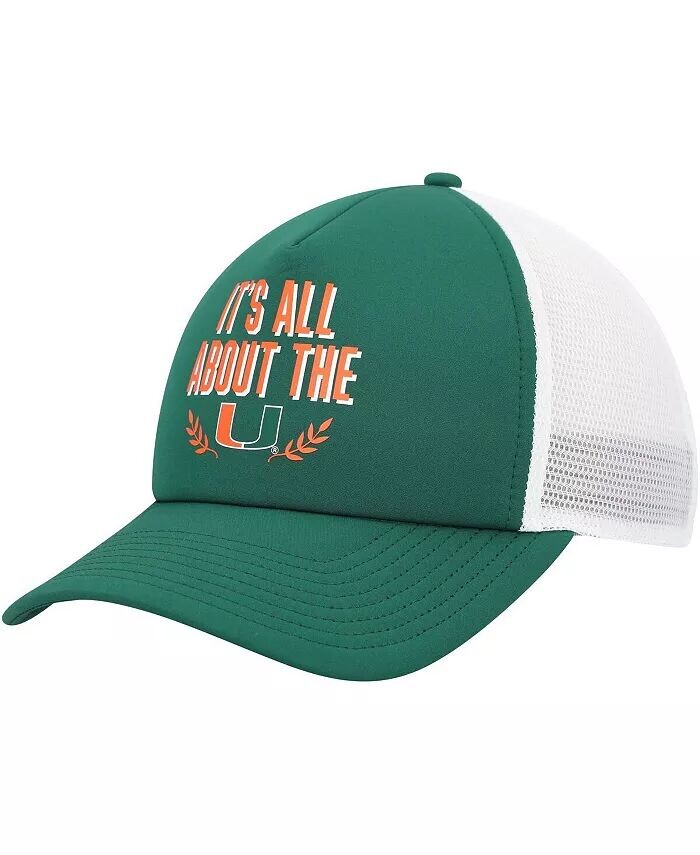 

Мужская зеленая регулируемая шляпа Miami Hurricanes Phrase Foam Front Trucker Adidas, зеленый