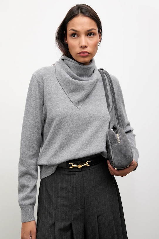 

Свитер из мериносовой шерсти с шарфом Answear.Lab, серый