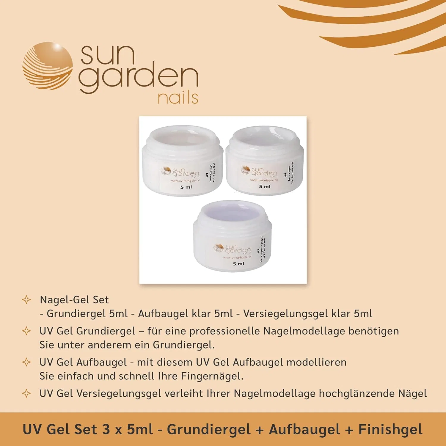 Набор УФ-гелей Sun Garden Nails 3 x 5 мл Sun Garden Nails — фото 3