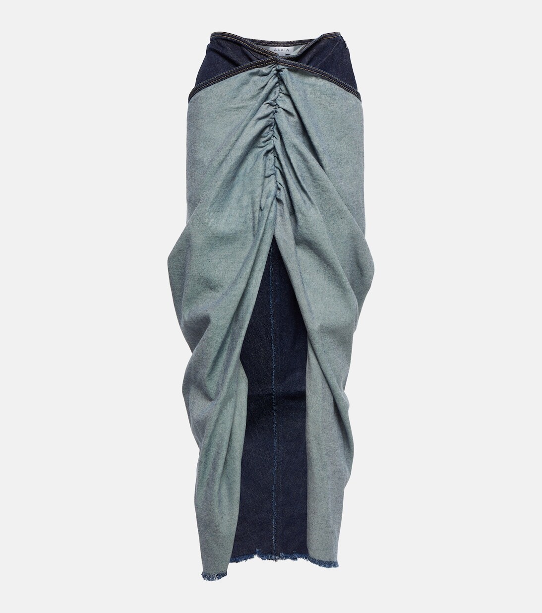 

Джинсовая юбка макси с драпировкой ALAÏA, синий