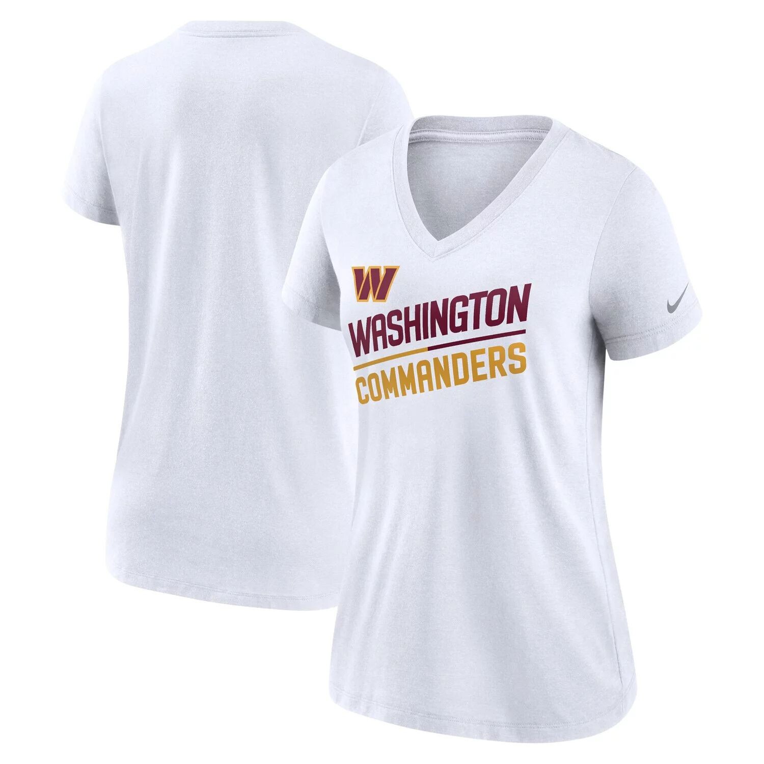 

Женская белая футболка с v-образным вырезом и логотипом Nike Washington Commanders Slant Logo Nike, Белый, Женская белая футболка с v-образным вырезом и логотипом Nike Washington Commanders Slant Logo Nike
