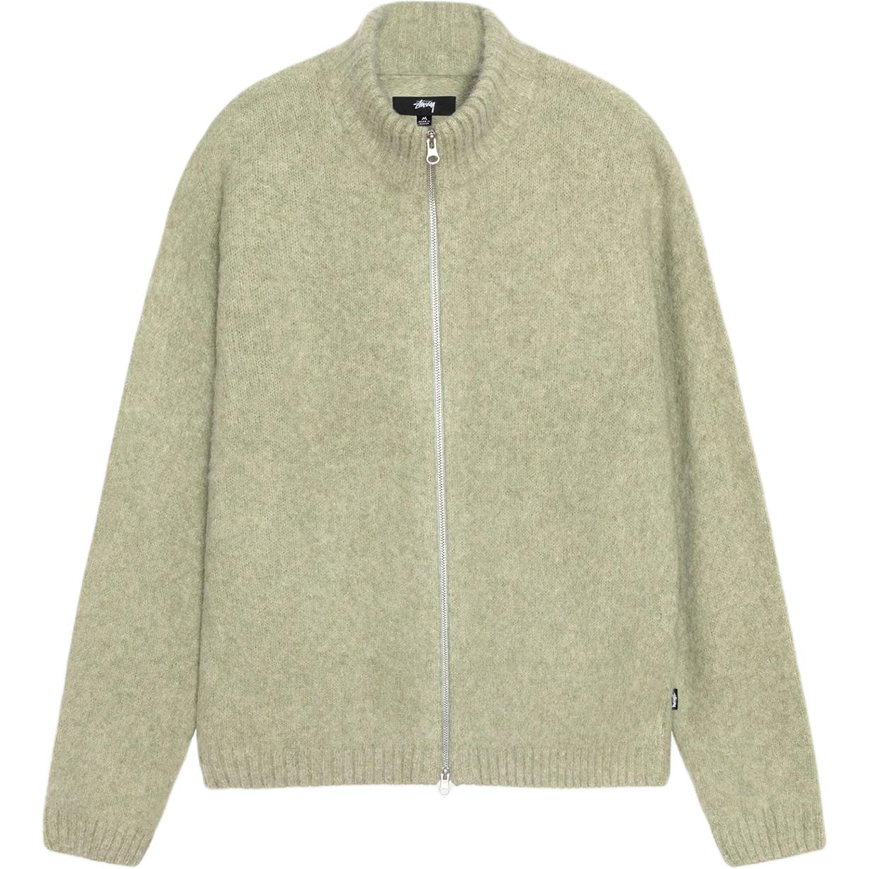 

Полная молния, мериносовая свитер с начесом Stussy, зеленый