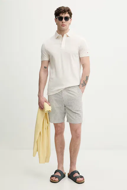 Футболка поло хлопок модель Polo Tommy Hilfiger, бежевый — фото 2