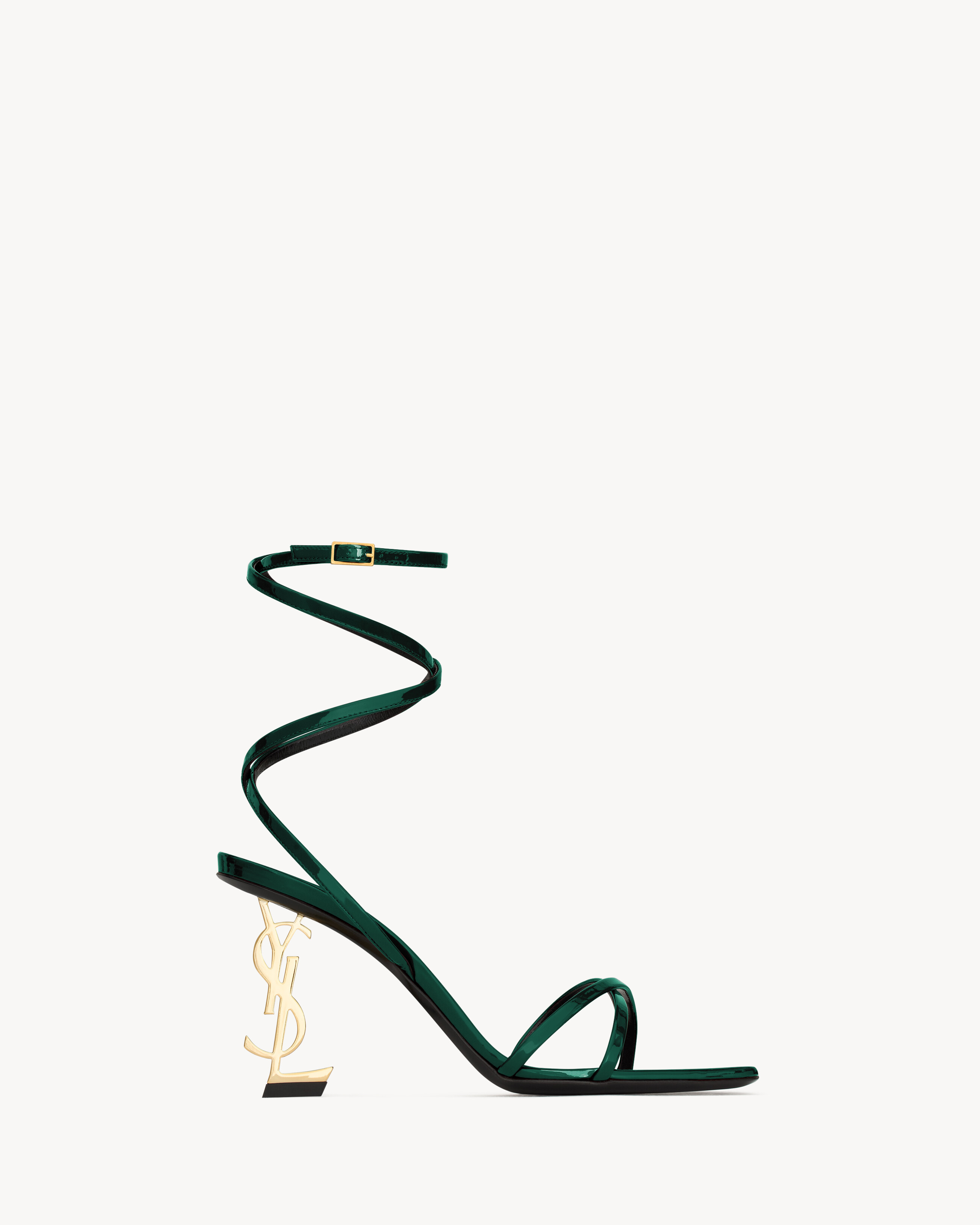 Босоножки OPYUM из лакированной кожи SAINT LAURENT, зеленый