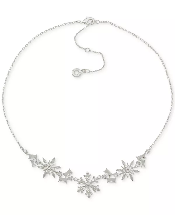 

Фронтальное ожерелье в виде снежинки из серебристого кубического циркония Anne Klein, crystal