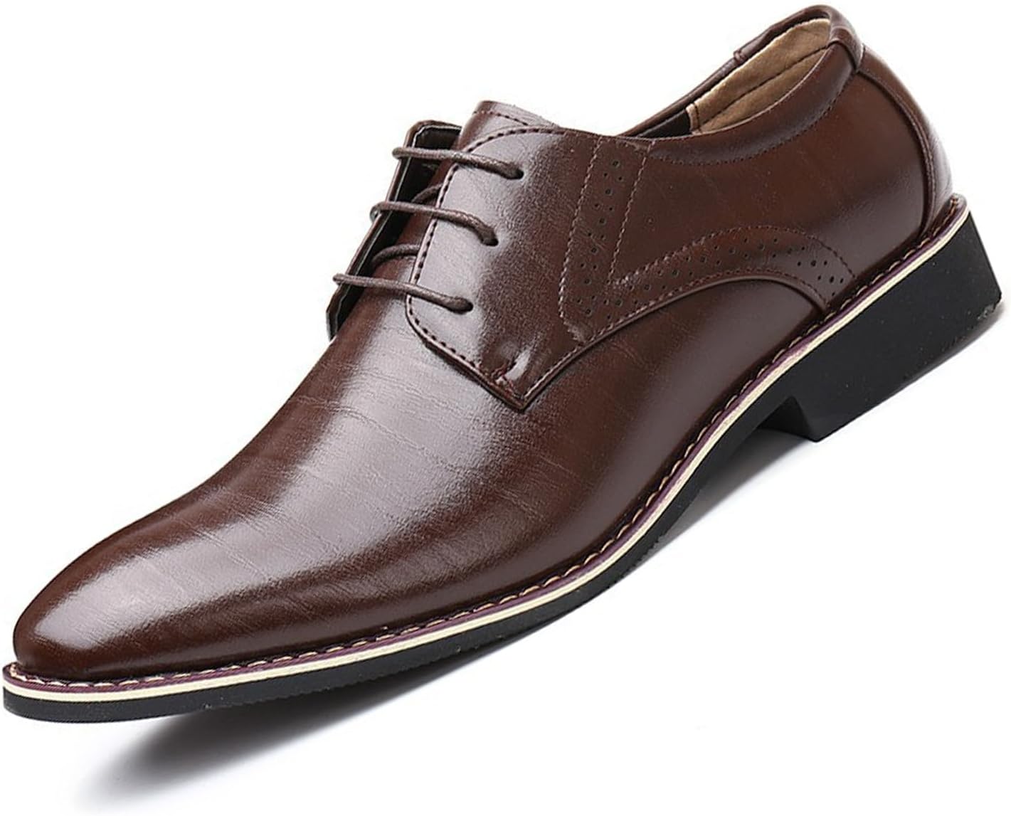 

Мужские оксфорды UOQAPRE, классические деловые туфли оксфорд, формальная обувь из цельной кожи для мужчин, Brown-03