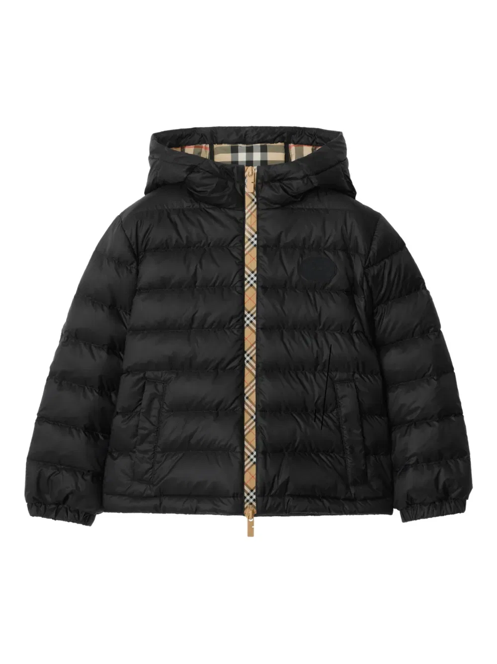Пуховая куртка с капюшоном Burberry Kids, черный