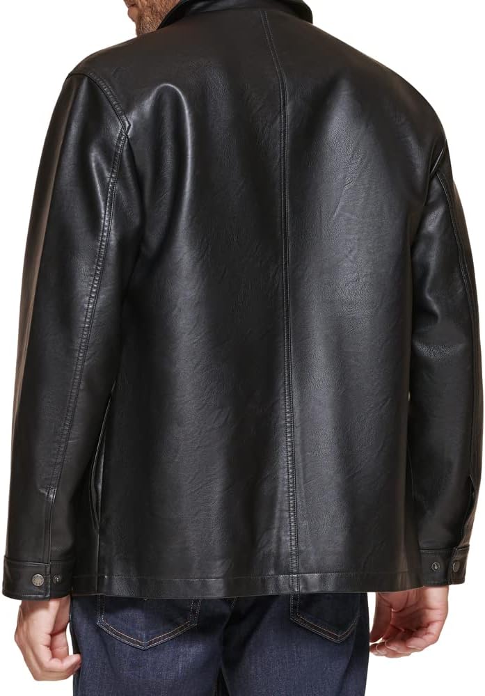 Мужская куртка-рубашка Levi's из искусственной кожи свободного кроя, Black — фото 4
