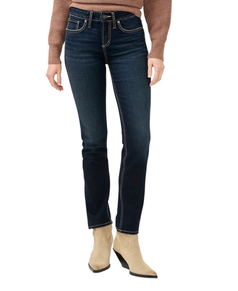 

Женские джинсы Suki со средней посадкой, облегающего кроя, прямого кроя Silver Jeans Co, Aurora