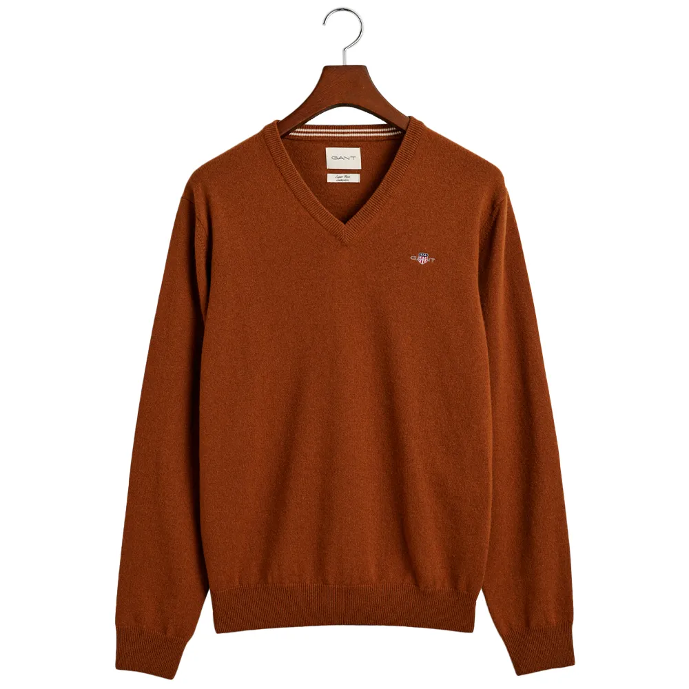 

Свитер Gant Superfine Lambswool V Neck, коричневый