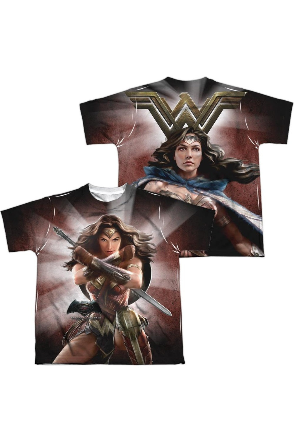 

Футболка с коротким рукавом для детей с принтом Batman V Superman и Wonder Woman (спереди и сзади) Gildan, белый
