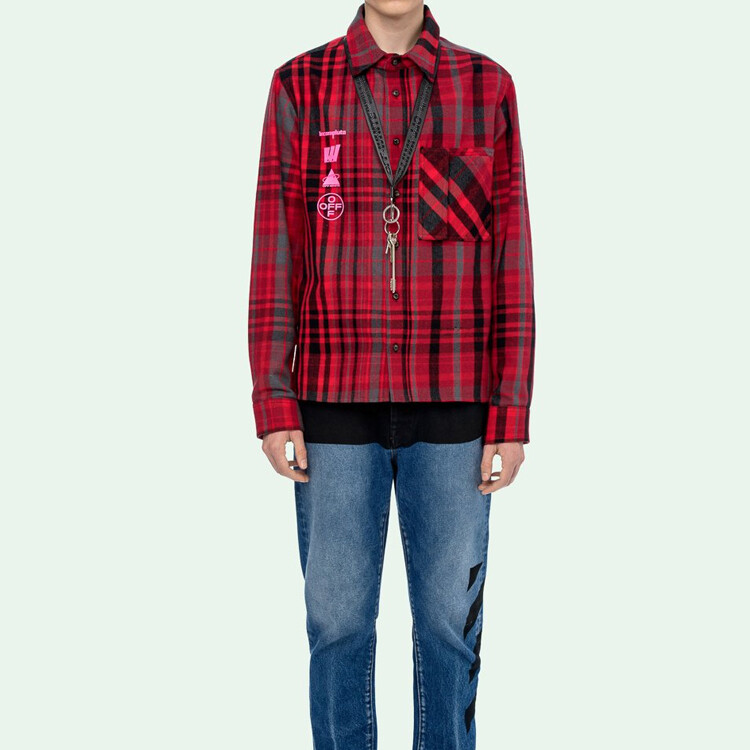 Рубашка из хлопковой смесовой фланели в клетку Mariana De Silva Off-White — фото 3