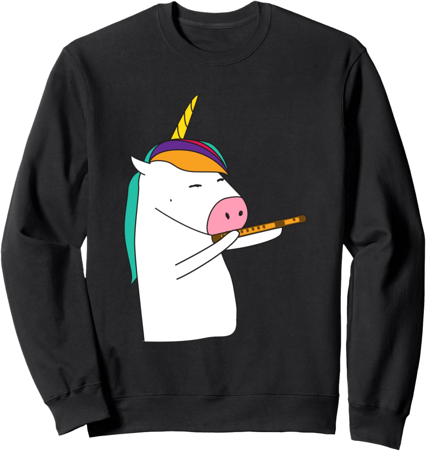 

Милая забавная толстовка с изображением единорога, играющего на флейте, для любителя музыки Unicorn Flute Music Life Apparel, черный