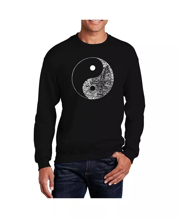

Мужская толстовка с круглым вырезом Word Art Yin Yang LA Pop Art, черный