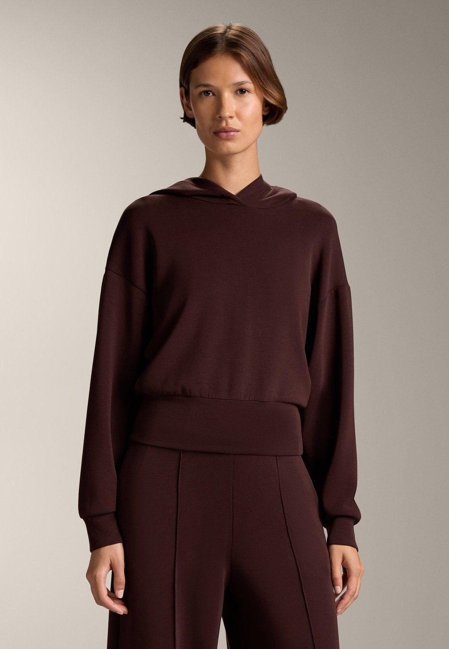 

Худи OYSHO SOFT TOUCH CROP HOODED WITH FITTED WAIST, Mottled Brown/Bordeaux