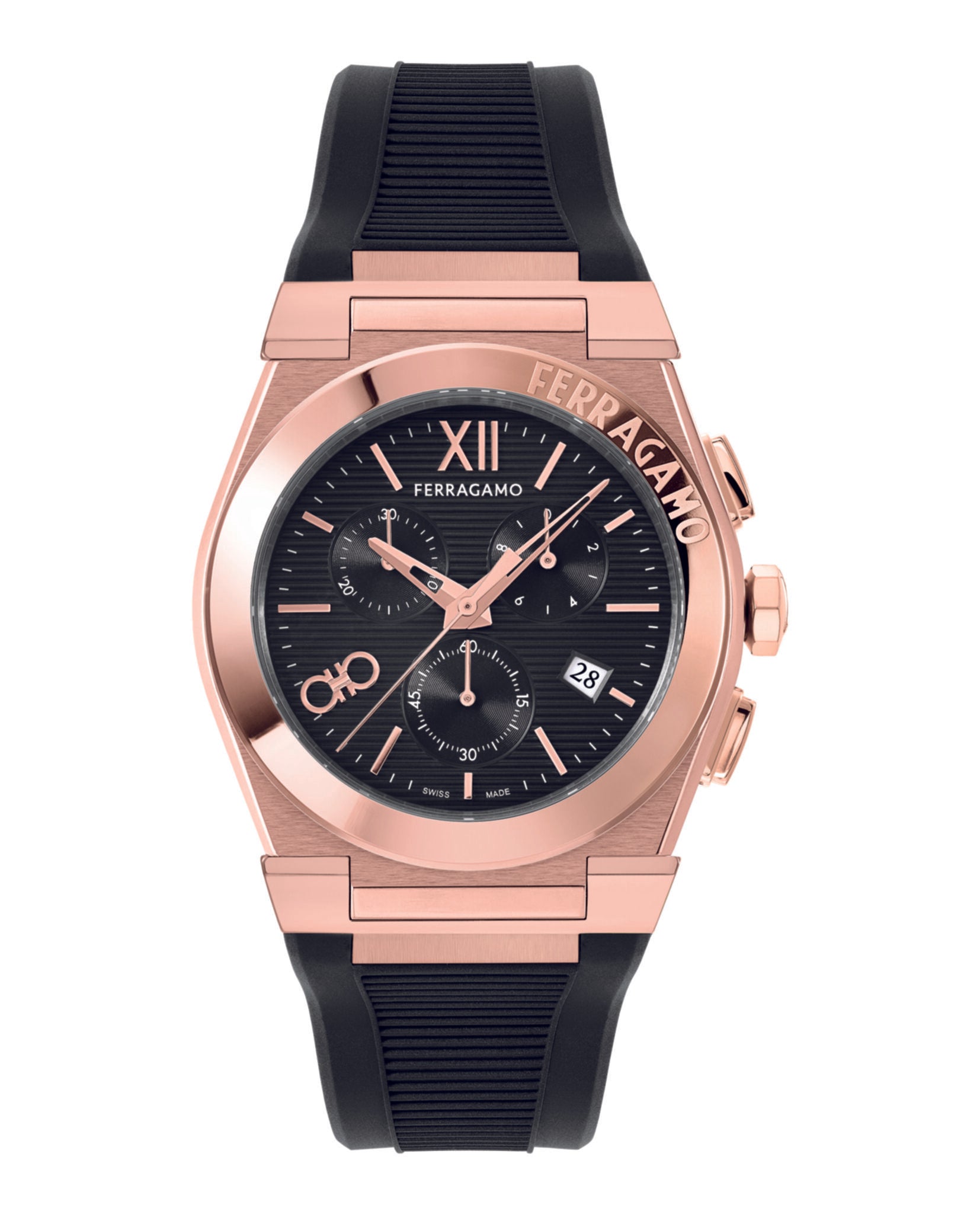 

Силиконовые часы Vega Chrono Salvatore Ferragamo, черный/розово-золотой/черный