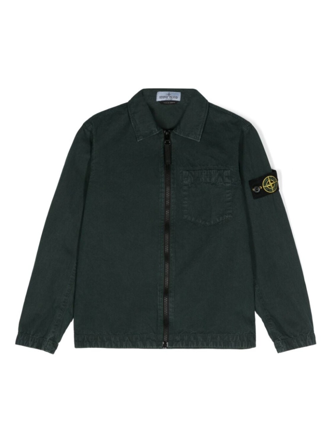 

Stone Island Junior рубашка на молнии с нашивкой Compass, зеленый