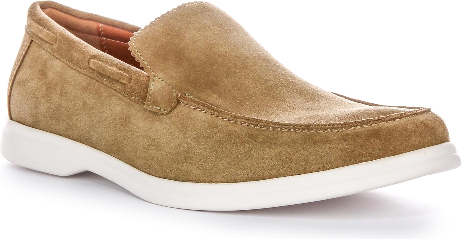 

JUSTINREESS ENGLAND Мужские слипоны синие из замши и кожи Charles, удобная обувь в стиле смарт-кэжуал