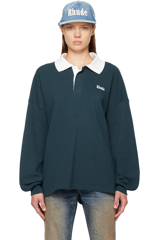 

Военно-Морская пике поло Rhude, темно-синий/белый