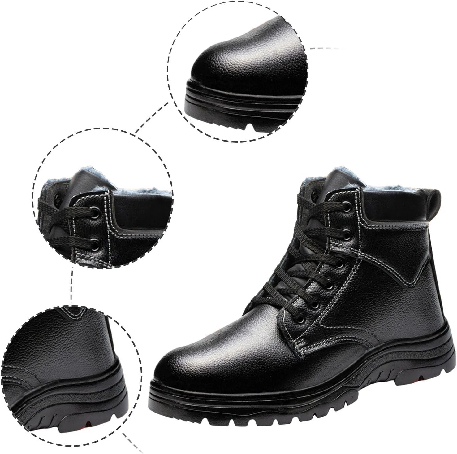 Ботинки Winter Wanderschuhe Damen Herren, Sicherheitsschuhe für Herren, rutschfest und durchtrittsicher, Winter-Arbeitsschuhe aus Samt, warme Arbeitsschuhe, Schneestiefel Generic, Schwarz — фото 2