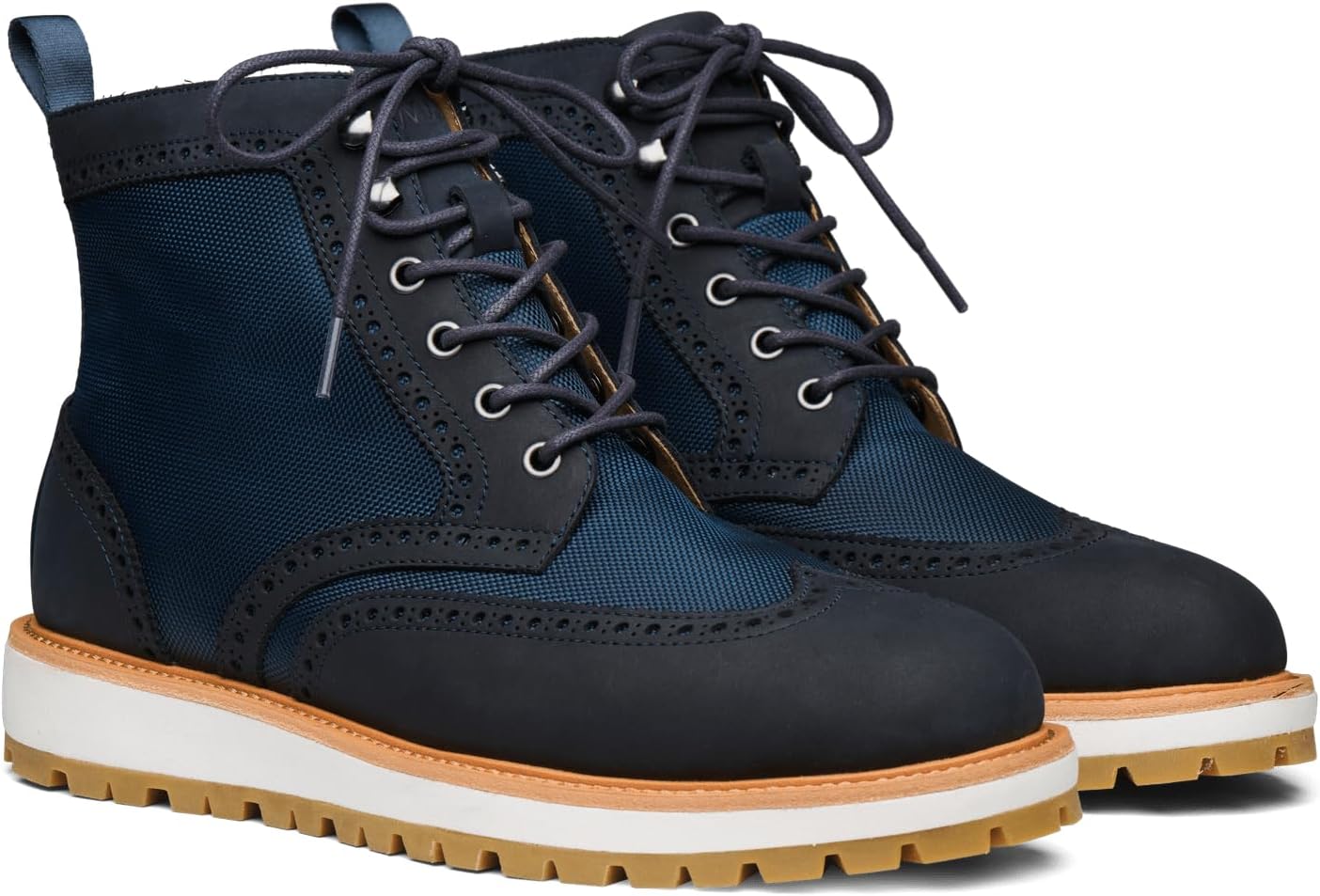 Мужские ботинки SWIMS Vigo Wingtip Brogue, роскошная водоотталкивающая кожа и нейлон, темно-синий — фото 4