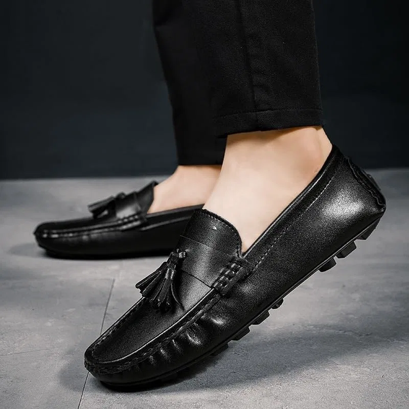 Лоферы кожаные Classic Men's Faux Leather Loafers, Black UOPYNE — фото 3