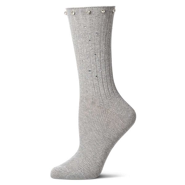 

Женский ребристый носок с пайетками из хлопка Memoi, Med Gray Heather