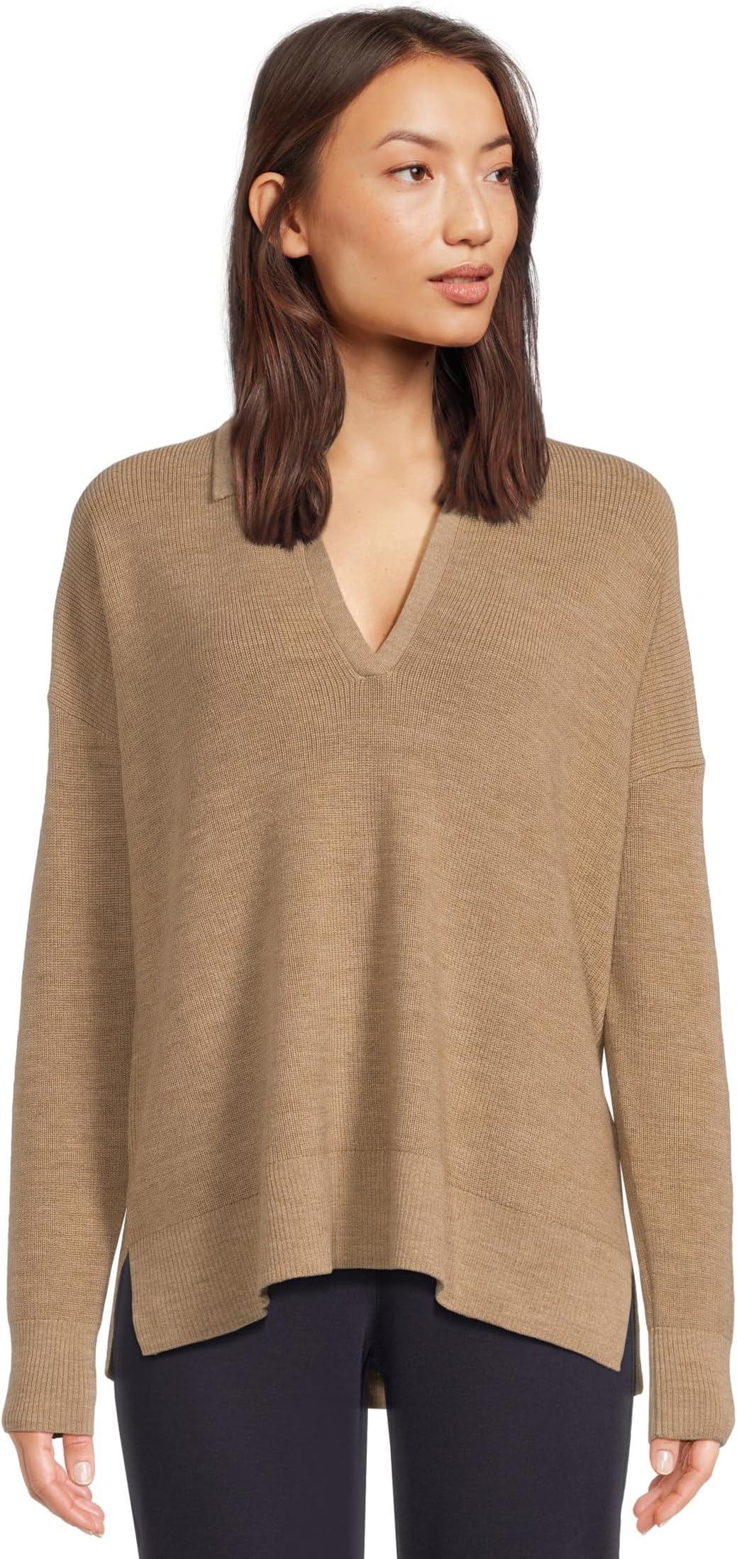 

Свитер Eileen Fisher Women's Merino Classic Collar Henley Sweater, Biscuit