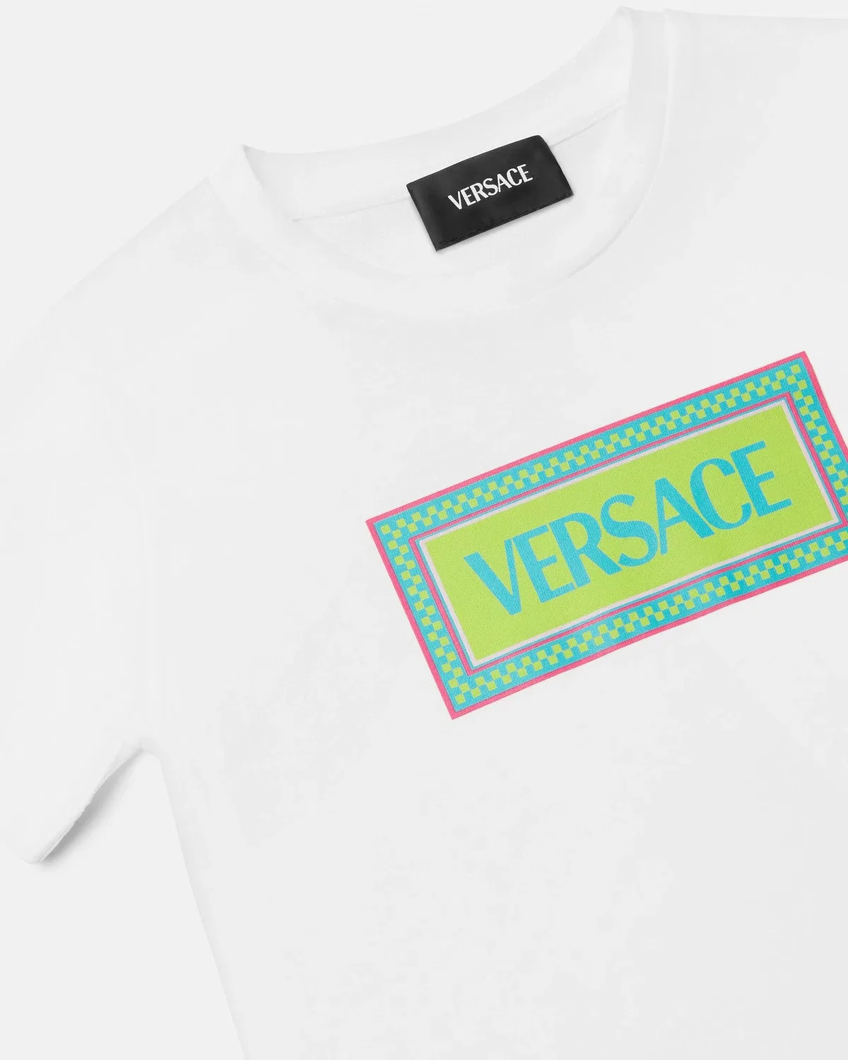 Детская футболка из хлопкового трикотажа с принтом VERSACE, белый — фото 4