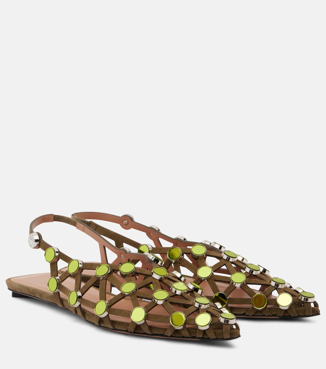 Балетки с рельефным узором The Attico, Military Green