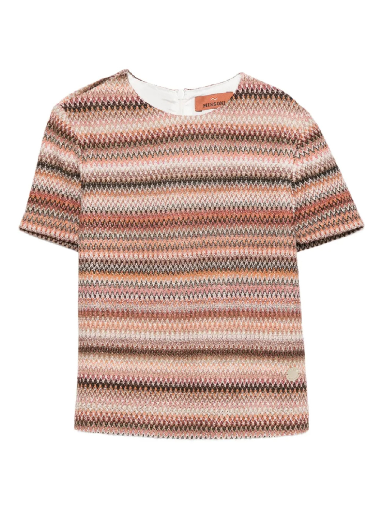 

Майка Missoni Kids с короткими рукавами и узором «зигзаг», коричневый