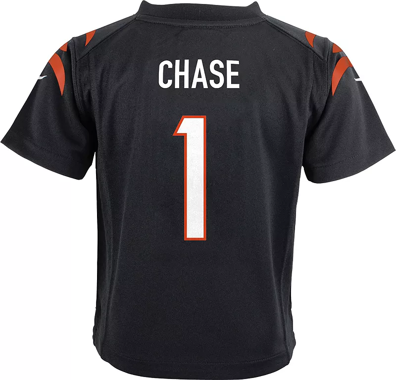 Черная игровая майка Nike Little Kids Cincinnati Bengals Ja'Marr Chase #1 — фото 3