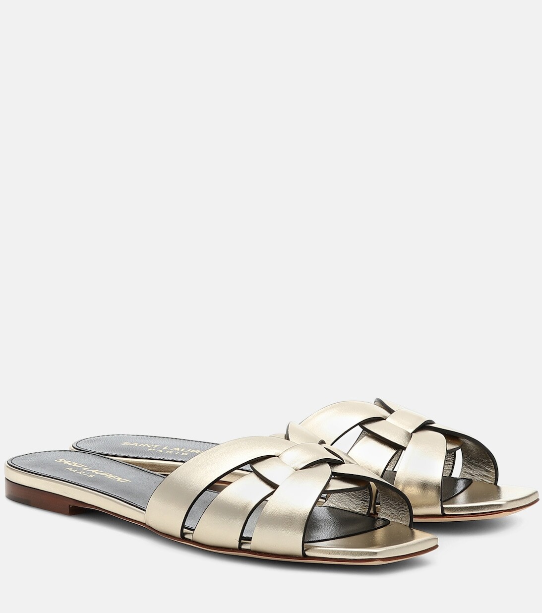 Кожаные шлепанцы Tribute Nu Pieds 05 Saint Laurent, золотой
