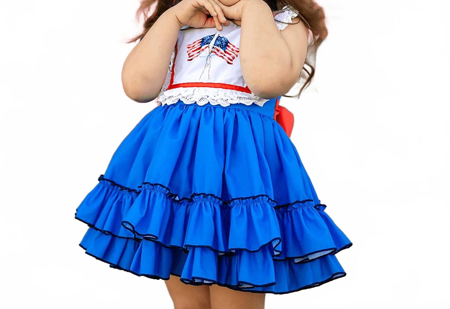 

Платье George для девочки в королевском синем цвете с красным поясом Be Girl Clothing