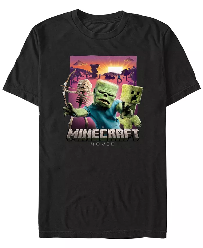 

Мужская футболка с коротким рукавом Minecraft Movie Classic Monsters Fifth Sun, черный
