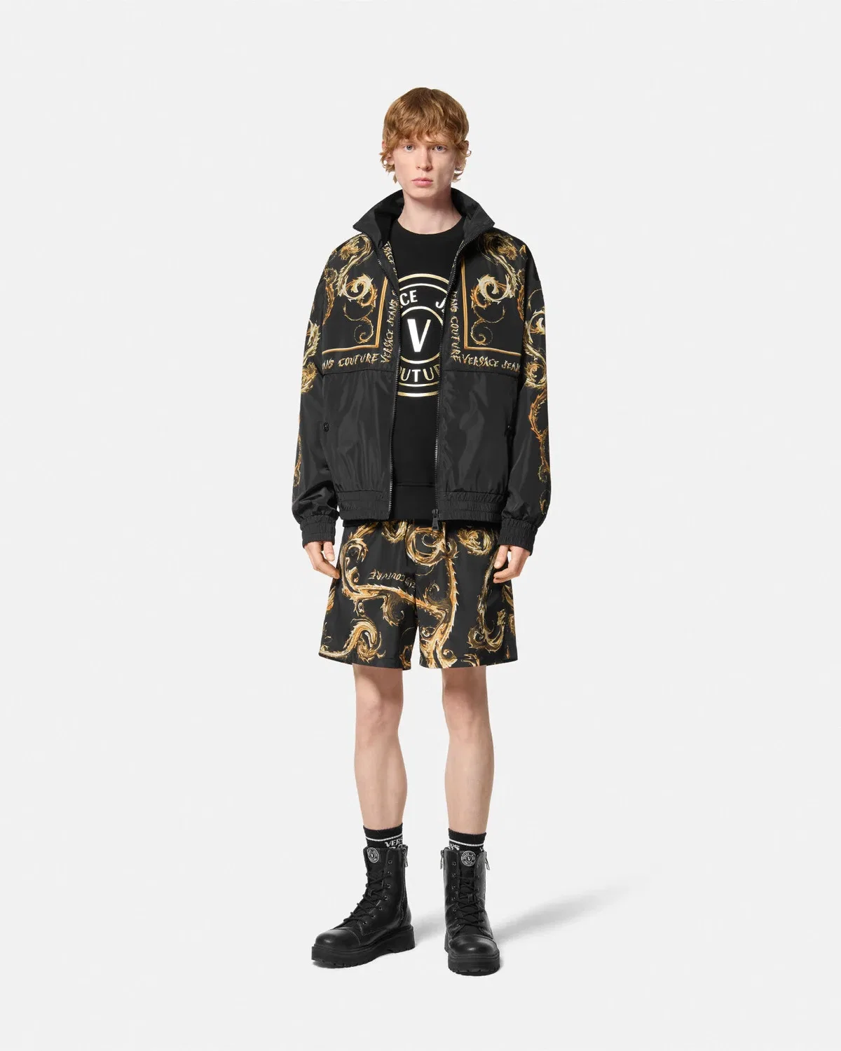 Свободный свитшот с V-эмблемой VERSACE, черный — фото 2