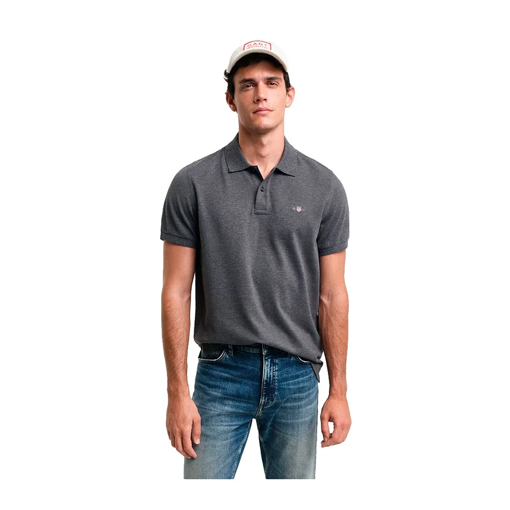 

Поло с длинным рукавом Gant Rugger Pique, серый