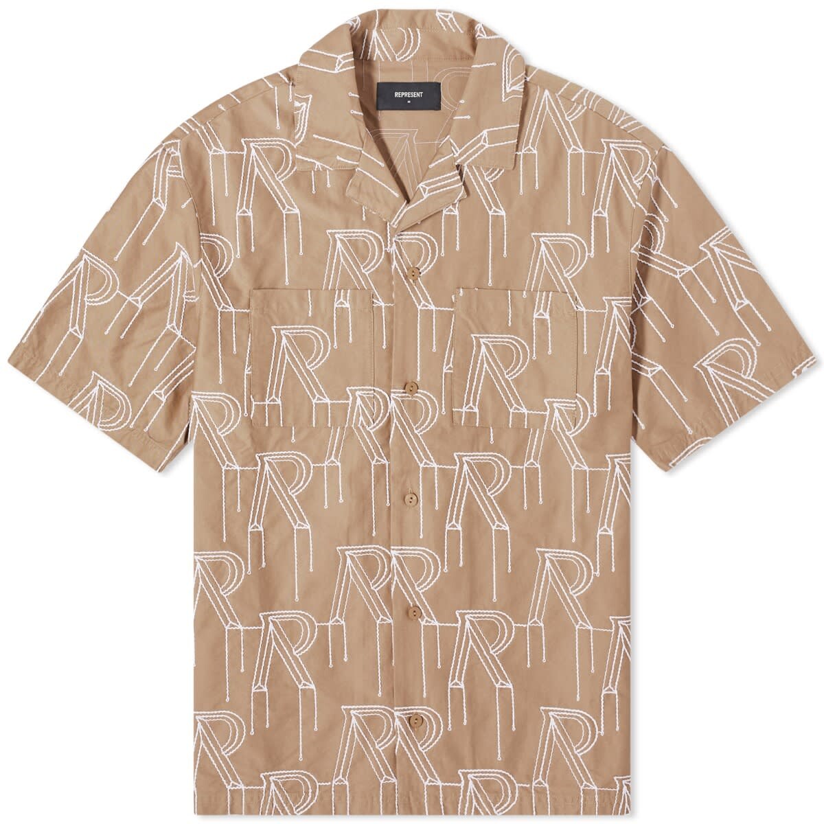 

Рубашка Represent Embroided Initial Vacation Shirt, цвет Washed Taupe