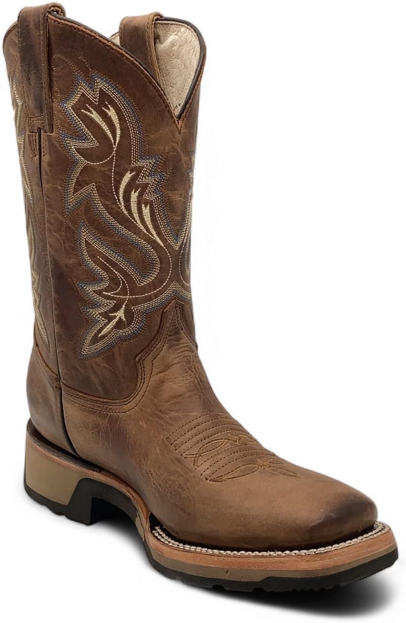 

Мужские кожаные ковбойские сапоги в западном стиле с квадратным носком, средней высоты с резиновой подошвой The Western Shops, Tang