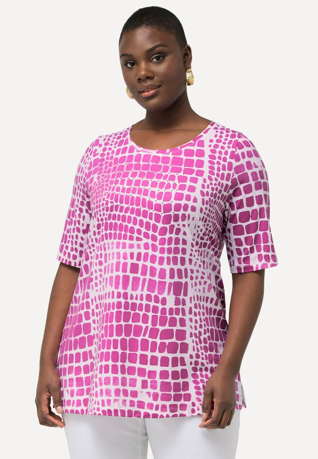

Футболка с принтом SNAKE SHORT SLEEVE Ulla Popken, розовый