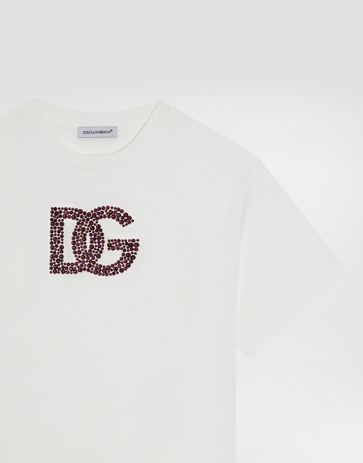Футболка из трикотажа с короткими рукавами и логотипом dg Dolce&Gabbana, белый — фото 3