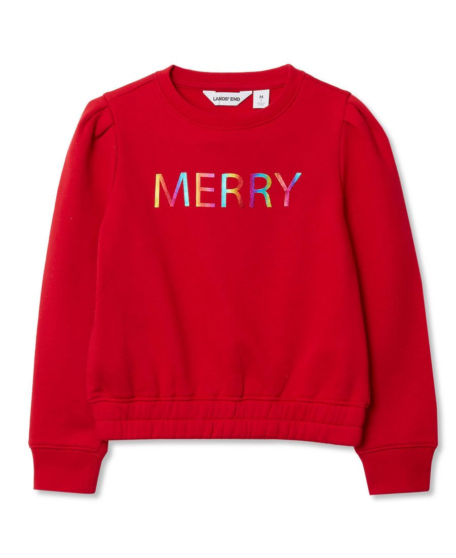 

Детская толстовка с пышными плечами и круглым вырезом Lands' End, Apple red merry