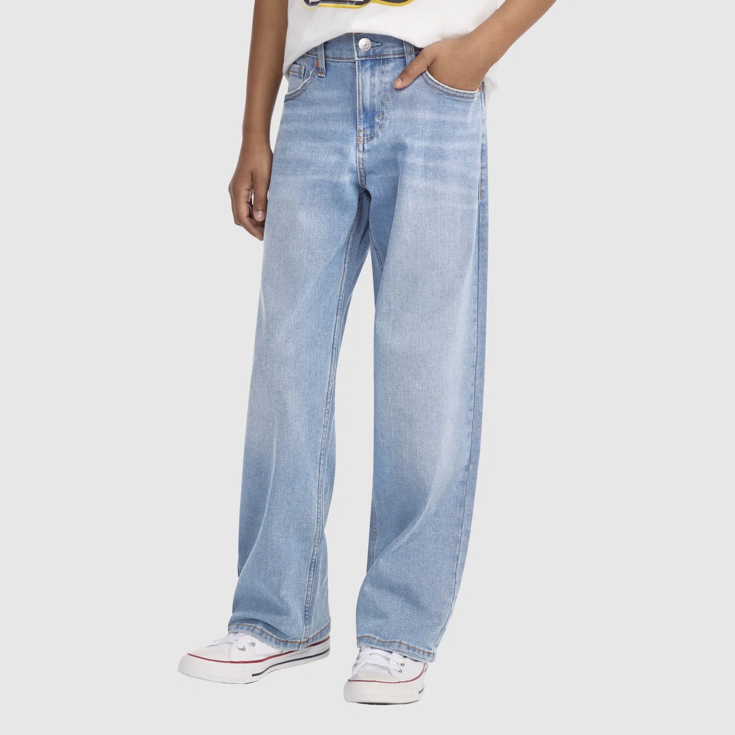 Свободные прямые джинсы для мальчиков 8-20 лет Levi's, Medium Wash — фото 2