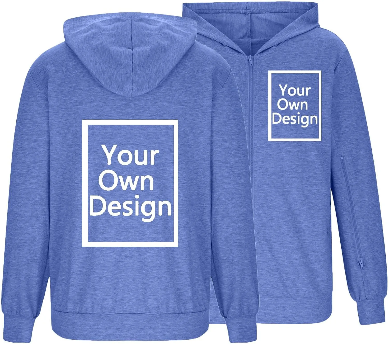 

Кастомный худи с молнией для мужчин с принтом спереди и сзади Floleo