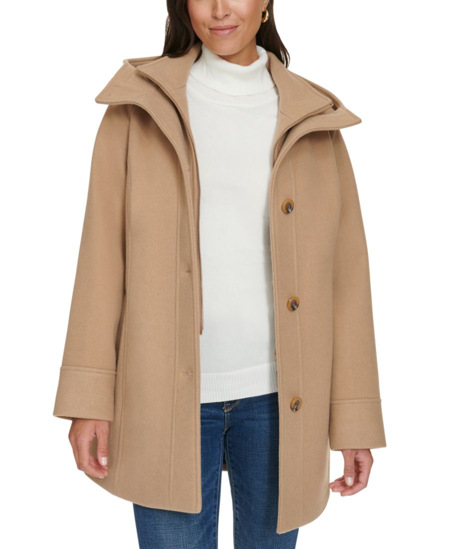 Женское пальто с капюшоном и застежкой на пуговицы Tommy Hilfiger, Camel — фото 4